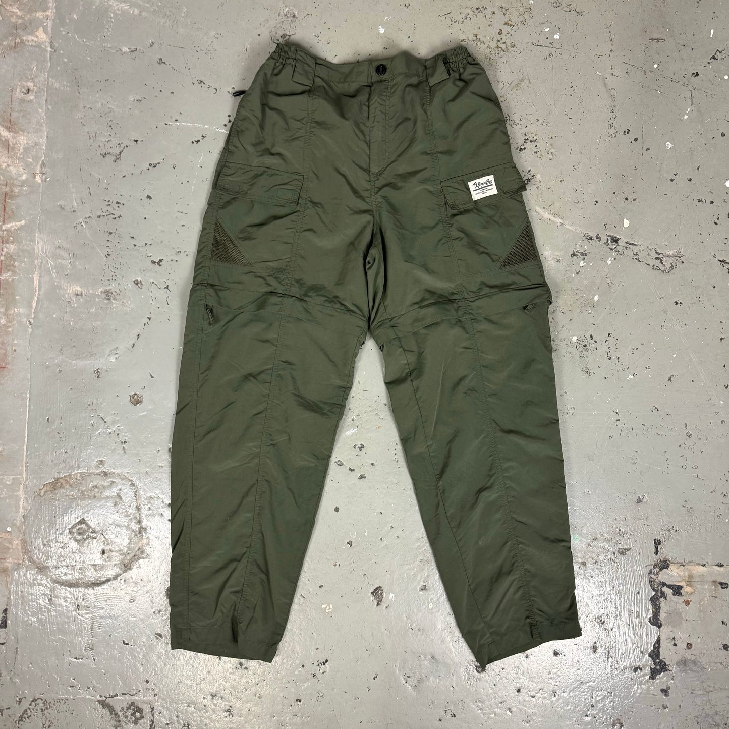 GREEN PARACHUTE PANTS, UNZIP - L